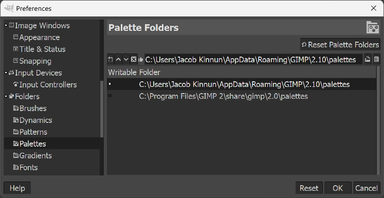 Palette Folder